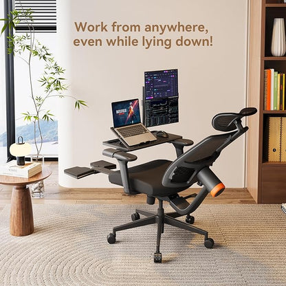 Newtral Office Chair Ergonomic with Footrest, Auto-Following Lumbar Support, High Back Desk Chair with 4D Armrest,136° Tilt Lock, Adjustable Seat Depth & Height (Upgrade with Laptop Tray, Black)