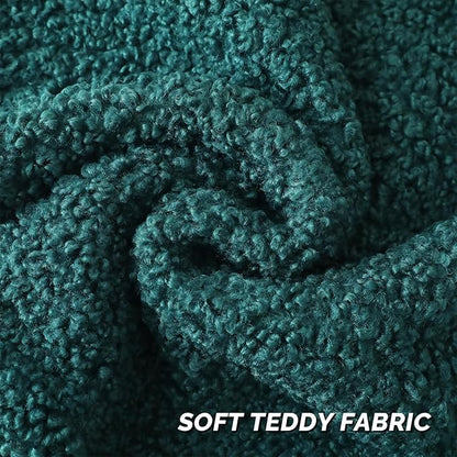 FUTEI Dark Green Throw Pillow Covers 20x20 Inch Set of 2,Furry Faux Fur Teddy Boucle Textured Cushion Covers,Soft Fluffy Decorative Pillow Case,Home Decor for Couch Bed Living Room Office Car