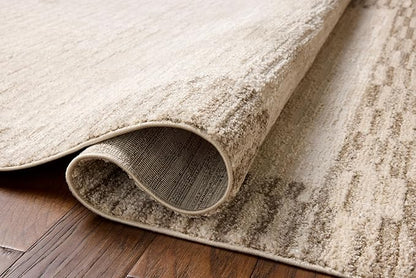 Loloi Chris Loves Julia Calvin Collection CLV-04 Ivory/Pebble 5'-3" x 7'-6" Area Rug Checkered Neutral Soft Living Room Bedroom Carpet