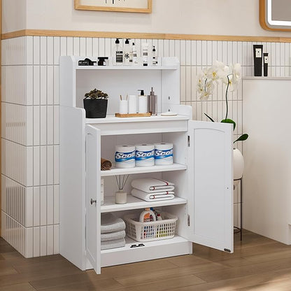 40 Inch Bathroom Storage Cabinet, Freestanding Organizer with 2 Doors, Bath cabinets Floor Standing, Suitable for Dining Room, Kitchen, Living Room, Hallway (White)