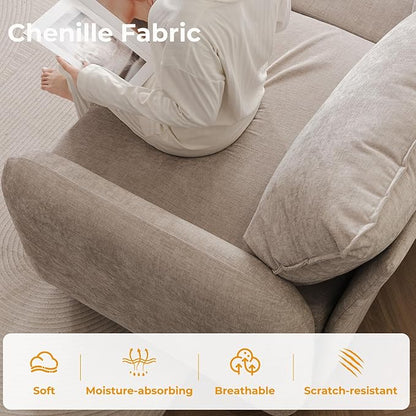 104'' Modular Sectional Sofa with All Seats Storage,Oversized 3-Seater Comfy Cloud Couches with Deep Seat,Big Couch for Living Room,Bedroom,Velet,Khaki