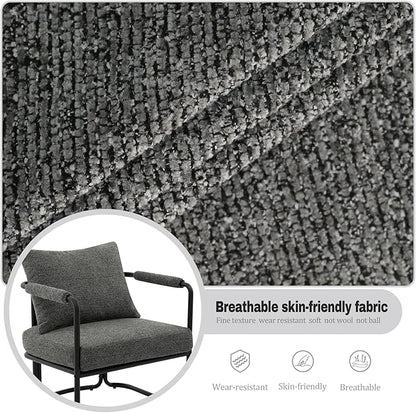 Accent Chairs Set of 2 for Living Room, Mid Century Modern Upholstered Reading Armchairs for Bedroom, Office, with Comfy Chenille Cushion & Metal Frame, Dark Grey