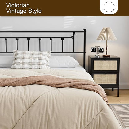 Metal Full Size Headboard - Victorian Farmhouse Style, Easy Assembly, Steel Headboard Only for Bedroom - Black