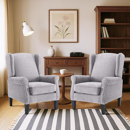 Accent Chair Set of 2, Modern Living Room Chairs with Wingback, Comfy Upholstered High Back Single Sofa for Bedroom, Mid-Century Reading Armchair Sillas para Sala