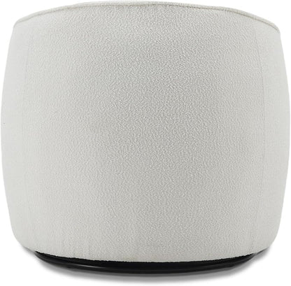 Swivel Accent Chair Set of 2, Modern Upholstered Boucle Barrel Arm Chairs with Pillow for Living Room, 360 Degree Round Swivel Sherpa Armchair with Round Base for Bedroom Club (2, Cream)