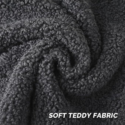 FUTEI Charcoal Throw Pillow Covers 26x26 Inch Set of 2,Furry Faux Fur Teddy Boucle Textured Cushion Covers,Soft Fluffy Decorative Euro Pillow Shams,Home Decor for Couch Bed Living Room Office Car