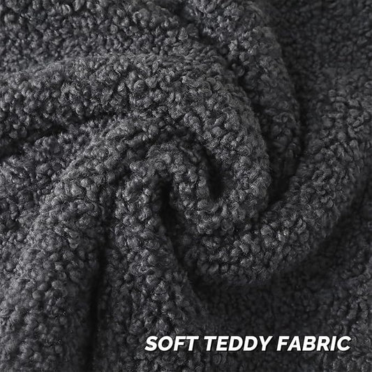 FUTEI Charcoal Throw Pillow Covers 22x22 Inch Set of 2,Furry Faux Fur Teddy Boucle Textured Cushion Covers,Soft Fluffy Decorative Pillow Case,Home Decor for Couch Bed Living Room Office Car