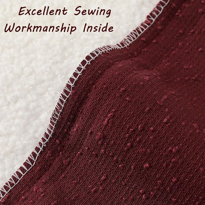 FUTEI Pack of 2 Burgundy Decorative Throw Pillow Covers 18x18 Inch Soft Cozy Solid Boucle Textured Cushion Case,Modern Home Decor for Couch Bed Living Room