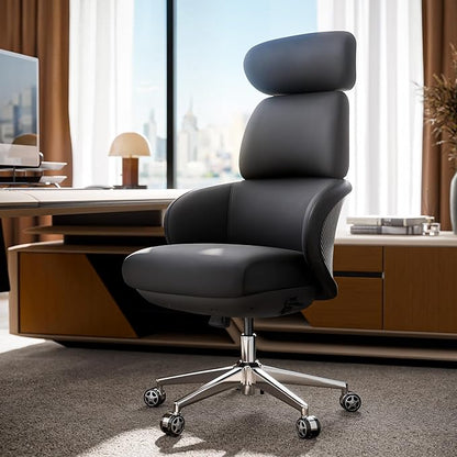 EUREKA ERGONOMIC Royal Rowan Leather Desk Chair, Microfiber PU Leather Office Chair with Wheels and Headrest, High Back Office Chair, Executive Office Chair Comfy for Home & Office, Black