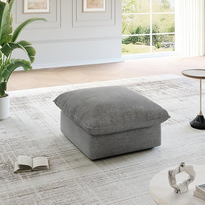 Cloud Movable Ottoman, Waterproof Down Filled Modular Sectional Sofa, High Backrest Sectional Couches for Living Room, Modern Modular Couch with Removable Cover, Dark Gray