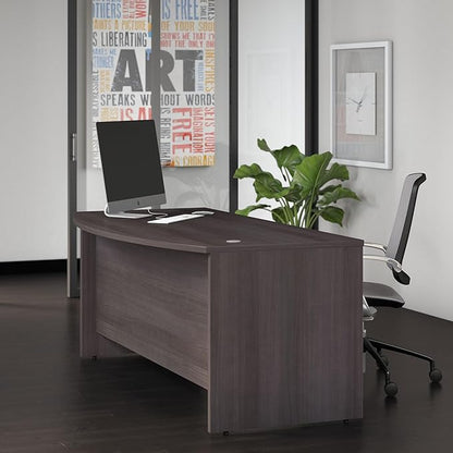 Bush Business Furniture Studio C 72W x 36D Bow Front Desk in Storm Gray, Computer Table for Home or Professional Office