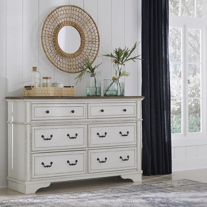 Signature Design by Ashley Blendon Traditional 6-Drawer Dresser with Safety Stop, White & Dark Brown
