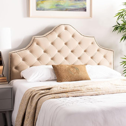 Safavieh MCR4036E-Q Mercer Collection Arebelle Buckwheat Velvet Headboard, Queen, Yellow