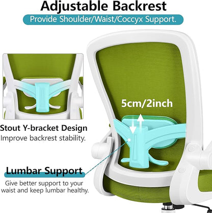 FelixKing Office Chair, Ergonomic Desk Chair Breathable Mesh Chairs Adjustable High Back Lumbar Support Flip-up Armrests, Executive Rolling Swivel Comfy Computer Chairs Home Office Avocado Green