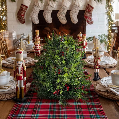 2PCS Christmas Artificial Pine Needles Branches Table Decor with Red Berry Pine Cones Greenery Stems Christmas Artificial Greenery Floral Arrangements for Garland Wreath