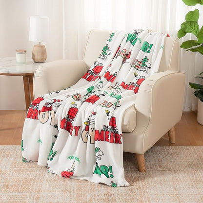 Berkshire Blanket Peanuts VelvetLoft Cute Character Snoopy Plush Throw Blanket,Peanuts Snowy Scene,Throw 55 in x 70 in (Official Peanuts® Product)