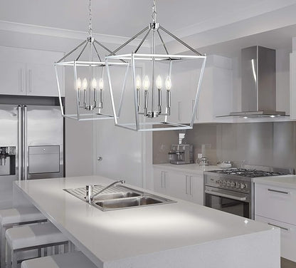 JONATHAN Y JYL7437C Pagoda Lantern Dimmable Adjustable Metal LED Pendant Classic Traditional Farmhouse Dining Room Living Room Kitchen Foyer Bedroom Hallway, 16 in, Chrome