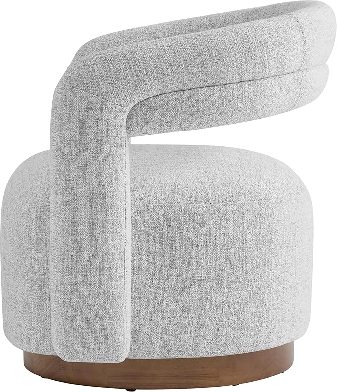 Swivel Accent Chair Set of 2, Upholstered Barrel Chair with Open Back Design, Modern Arm Chair with Wooden Base for Living Room Bedroom Reading Waitingroom,White