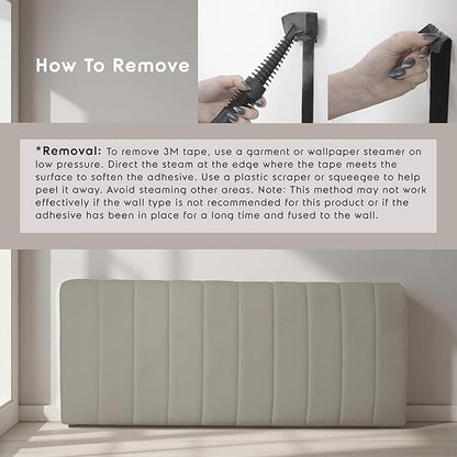 Upholstered King Headboard - Easy Assemble Channel Stitched Headboard King Size Bed - Wall Mounted Headboards with 3D Soundproof Wall Panels Peel & Stick Floating Headboards, Olive Green
