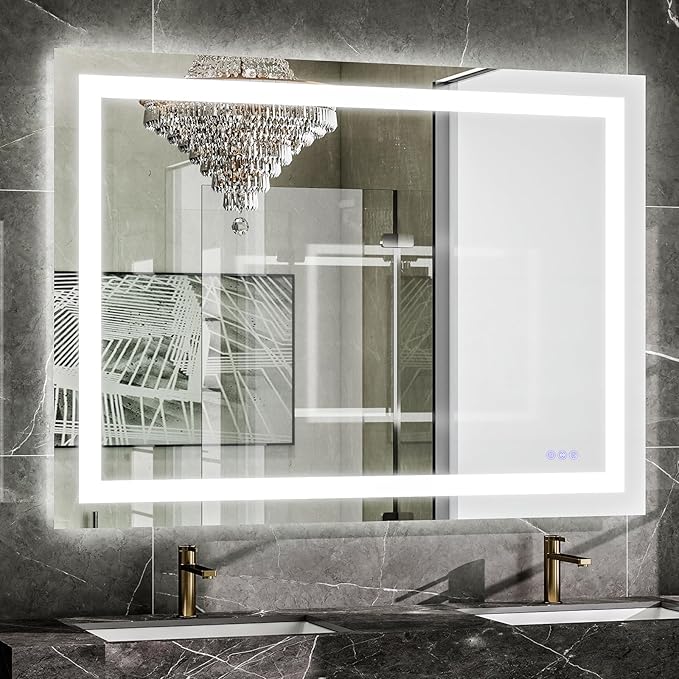 VooBang Bathroom Mirror with Lights 40 x 60 inches - 3 Adjustable Lighting Modes LED Bathroom Vanity Mirror, Anti-Fog, Memory Function, Tempered Glass, Wall Mounted Horizontally Vertically