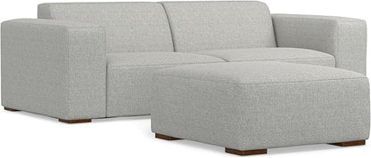 SIMPLIHOME Rex Modular Sofa and Ottoman Set in 100% Recycled Polyester Tightly Woven Performance Fabric, Pale Grey, 88-inch-Wide 2-Seater Couch and Matching 34-inch-Wide Table Ottoman for Living Room