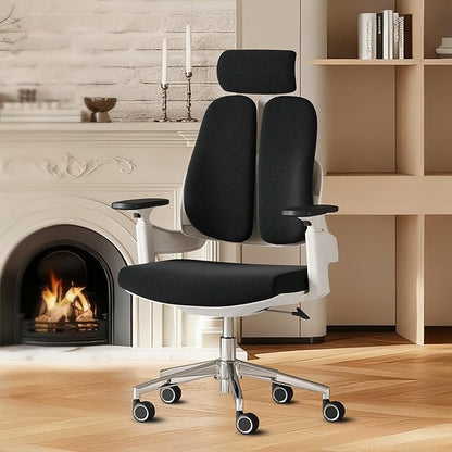 Ergonomic Office Chair Big and Tall Desk Chair, Dual-backrest Computer Chair with 6D Adjustable Arms and Lumbar Support, 500lbs Extra Wide Seat, for Home & Office Use,Black