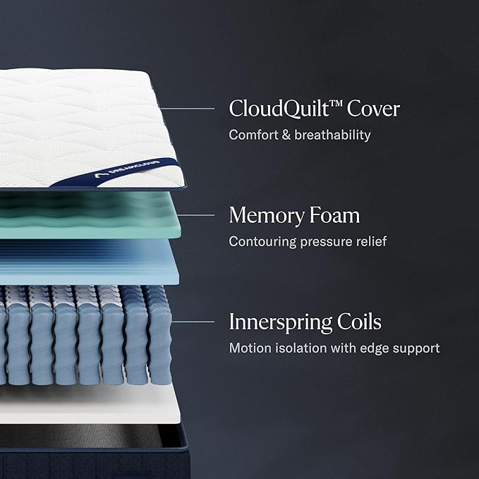 DreamCloud Classic 12" California King Mattress - Luxury Hybrid Gel Memory Foam - 365 Night Trial - Fiberglass Free - Forever Warranty - Mattress in a Box - CertiPUR-US Certified