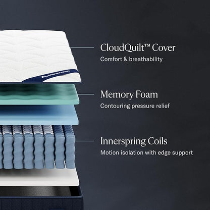 DreamCloud Classic 12" Queen Mattress - Luxury Hybrid Gel Memory Foam - 365 Night Trial - Fiberglass Free - Forever Warranty - Mattress in a Box - CertiPUR-US Certified