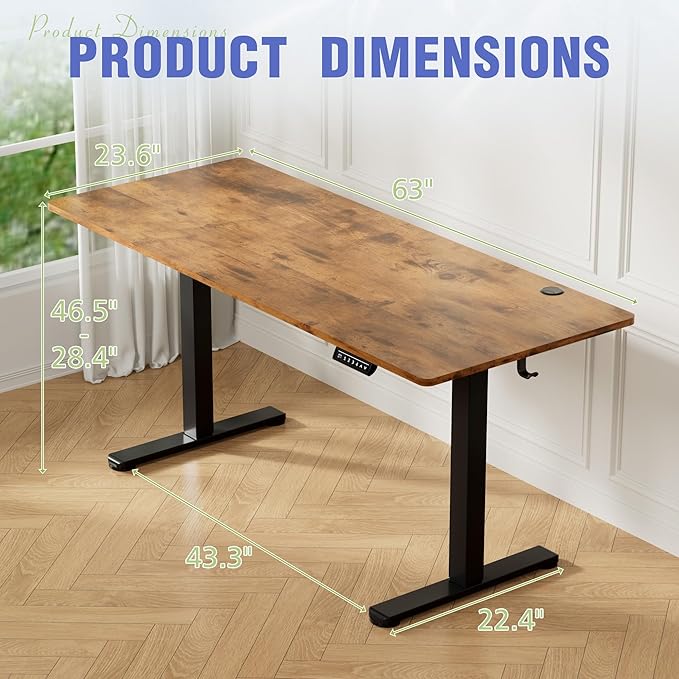 Homall Height Adjustable Electric Standing Desk, Memory Stand up Desk with Headphone Hook, Home Office Desks with Splice Board