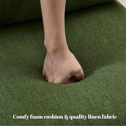 DUOMAY Mid-Century Modern Accent Chair Armchair, Soft Linen Fabric Sofa Lounge Chair Reading Chair with Metal Leg for Living Room Bedroom Office, Green