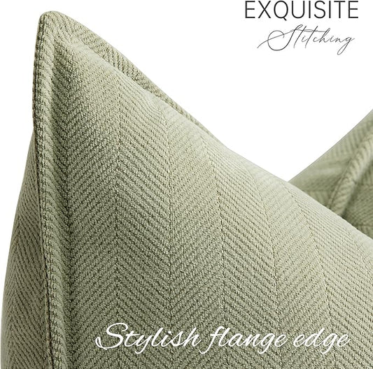 ZWJD Sage Green Pillow Covers 20x20 Set of 2 Chenille Throw Pillow Covers with Elegant Design Soft and Luxurious Decorative Throw Pillows for Couch, Bed, and Home Decor