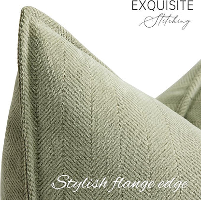 ZWJD Sage Green Pillow Covers 26x26 Set of 2 Chenille Throw Pillow Covers with Elegant Design Soft and Luxurious Decorative Throw Pillows for Couch, Bed, and Home Decor