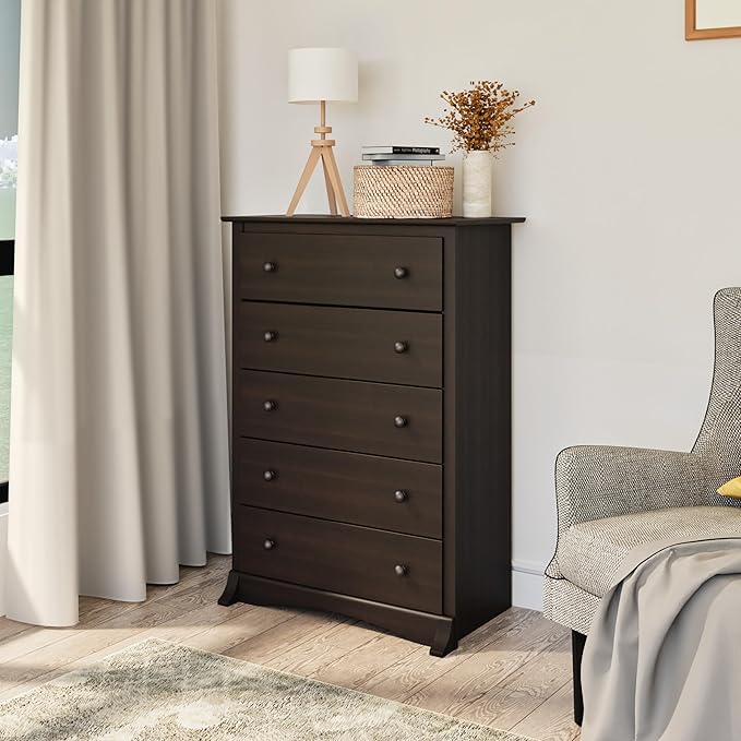 Prepac Sonoma Superior 5-Drawer Dresser for Bedroom - Spacious and Stylish Chest of Drawers, Measuring 17.75"D x 31.5"W x 44.75"H, In Espresso Finish