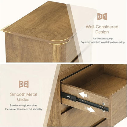 Tribesigns Modern Side Table with 3 Drawers for Living Room, 23.62" Wide Farmhouse End Table for Couch Sofa, Rustic Brown
