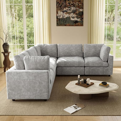 WJShome V Shaped Sectional Cloud Couch, 100 Inch 5-Seater Modern Modular Sofa,Chenille Deep Seat Couches for Living Room