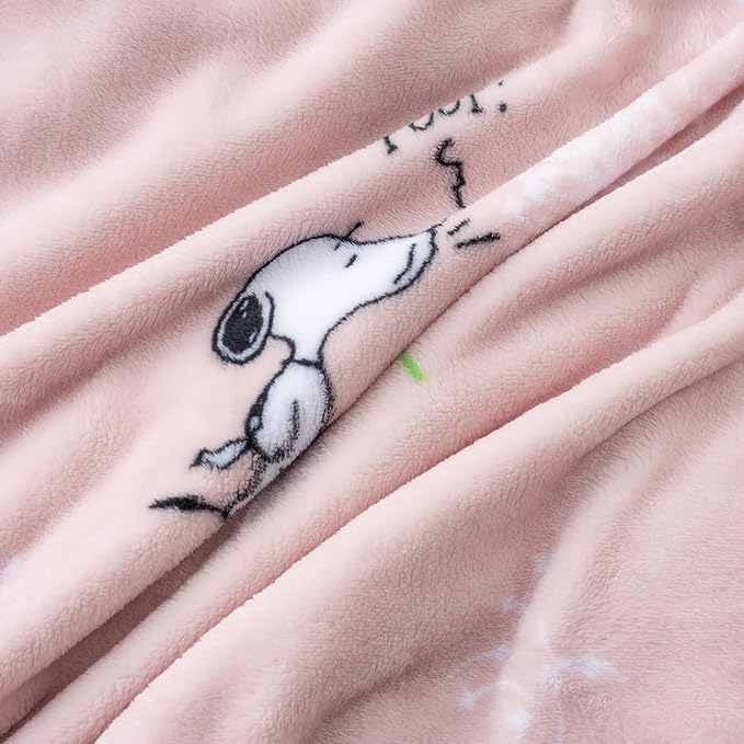 Berkshire Blanket Peanuts VelvetLoft Cute Character Snoopy Plush Throw Blanket,Peanuts Snoopy Make A Wish Spring Pink,Throw 55 in x 70 in (Official Peanuts Product)