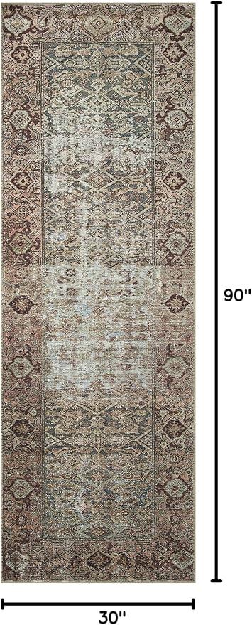 Loloi Amber Lewis Georgie Collection GER-07 Moss/Salmon 2'-6" x 7'-6", .19" Pile Height, Runner Rug