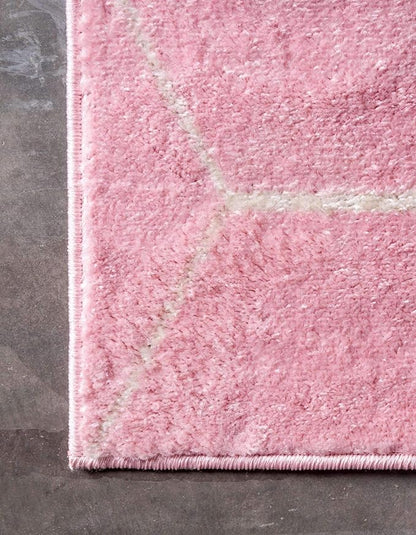 Unique Loom Trellis Frieze Collection Area Rug - Geometric (6' Square, Light Pink/ Ivory)