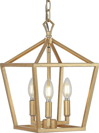 JONATHAN Y JYL7601B Pagoda Lantern Dimmable Adjustable Metal LED Pendant Classic Traditional Farmhouse Dining Room Living Room Kitchen Foyer Bedroom Hallway, 10 in, Antique Gold