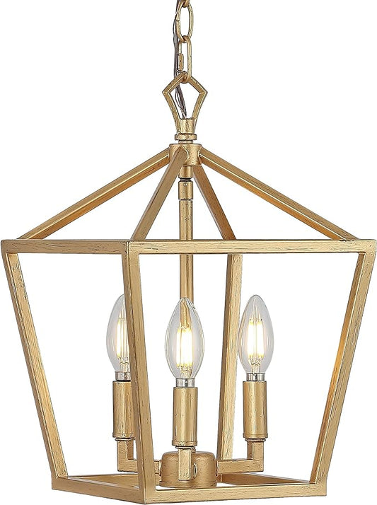 JONATHAN Y JYL7601B Pagoda Lantern Dimmable Adjustable Metal LED Pendant Classic Traditional Farmhouse Dining Room Living Room Kitchen Foyer Bedroom Hallway, 10 in, Antique Gold