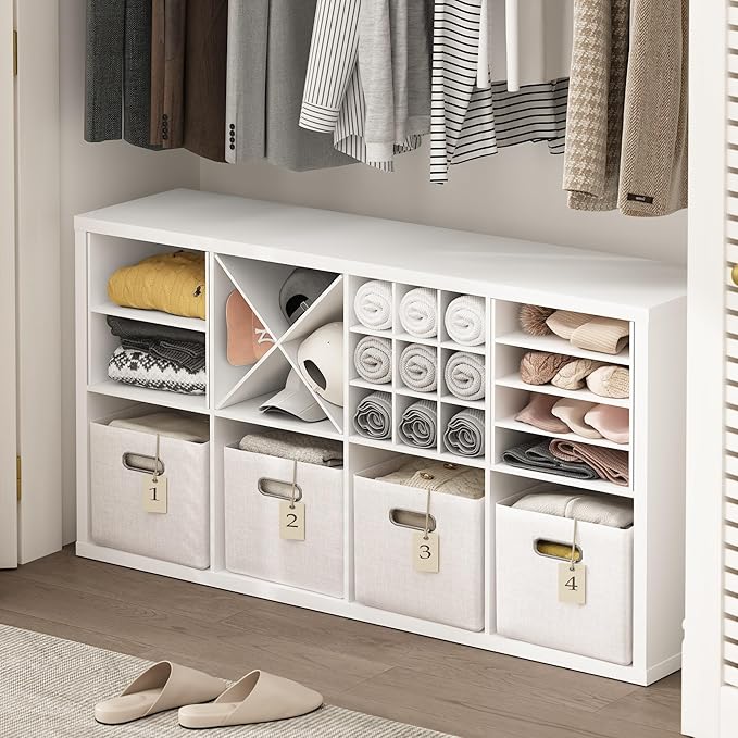 Furinno Cubicle Cube Insert, H-Shelf Cube Organizer, Fits into Extra Thick Cubes, for Organizers and Storage, White (Does not fit IKEA Kallax Shelving)