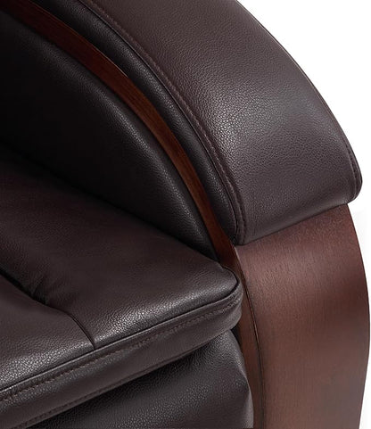 MCombo Power Lift Recliner Chair Sofa with Massage and Heat, Adjustable Headrest for Elderly People, Solid Wood Armrest, USB Ports, Side Pockets, Faux Leather 7917 (Dark Brown, Medium)