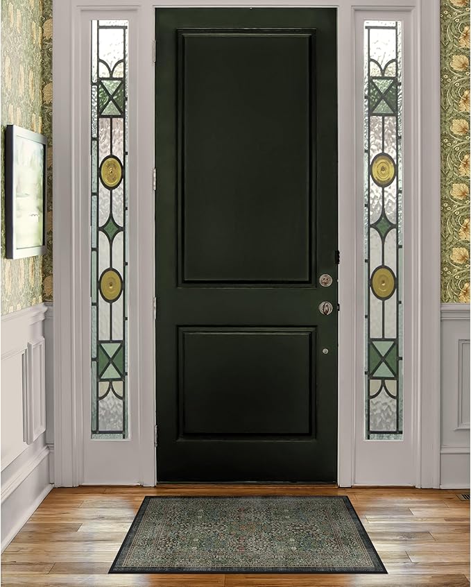 RUGGABLE x Morris & Co Machine Washable Area Rug – Blackthorn Forest Green 2x3, Stain-Resistant, Non-Slip – Small Rugs for Living Room, Bedroom, Hallway, Entryway & Bathroom–with Cushioned Pad