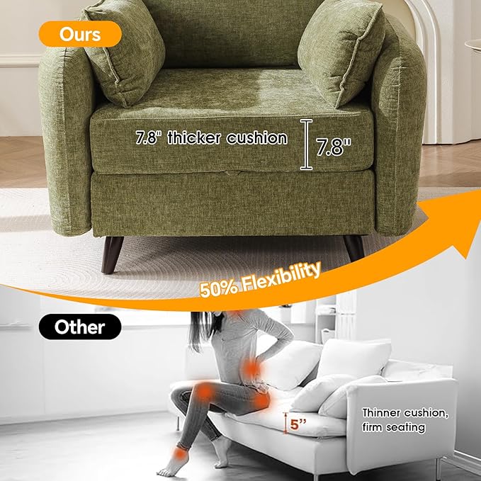 Oversized Accent Chair with Ottoman,All Seats Storage,Comfy Armchair,24.5'' Deep Seat,Upholstered Living Room Chairs,Reading Chair,Lounge Chair for Bedroom,Office,Chenille,Green