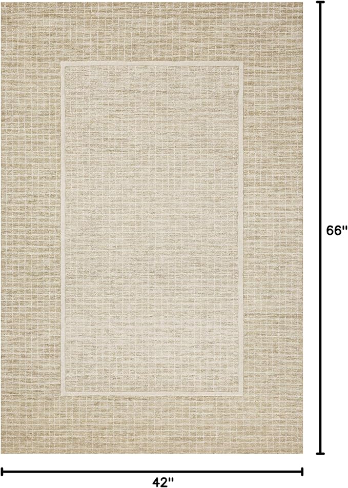 Loloi Chris Loves Julia Briggs Collection, Wheat & Ivory, 3'-6" x 5'-6" Accent Rug – Minimal Gritted Design Area Rugs for Living Room Bedroom Entryway & Hallway No Shed High Traffic Home Decor Rug