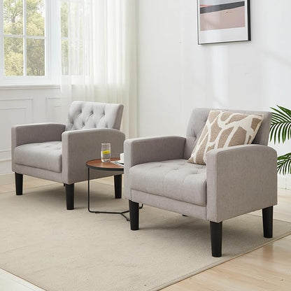 TYBOATLE Accent Chair Comfy Living Room Chair Tufted Mid Century Modern Accent Chairs Cozy Upholstered Reading Armchair for Office Bedroom