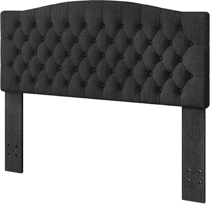 Queen Headboard Only, Upholstered Headboard for Adjustable Bed Linen Tufted Queen/Full Size Wall Mounted Head Board with Solid Wood Legs Head Board, Dark Gray