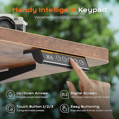 Huuger 55 x 28 Large Electric Standing Desk with 4 AC Outlets, Type-C Port, Height Adjustable Computer Desk, 27.6" Deep Desktop, Stand up Gaming Office Desk, 3 Preset Heights, Rustic Brown
