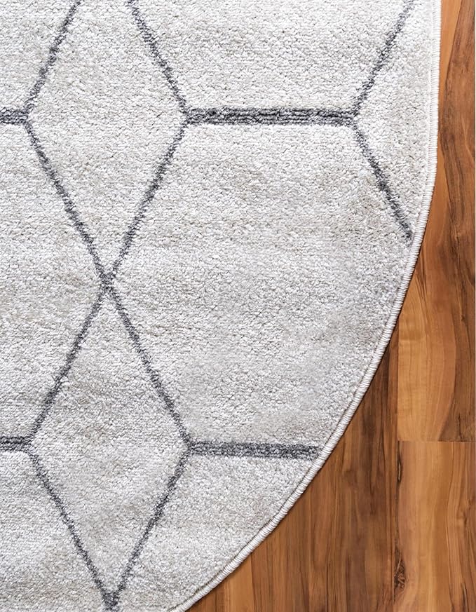 Unique Loom Trellis Frieze Collection Area Rug - Geometric (3' x 5' Oval, Ivory/ Gray)