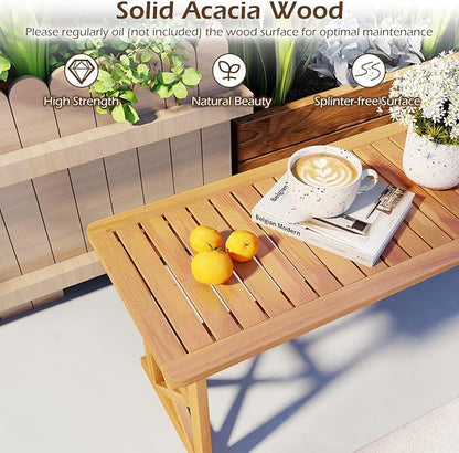 Tangkula Outdoor Acacia Wood Bench, Set of 2 Backless Patio Dining Bench with Slatted Seat & 800 lbs Weight Capacity, Outside Loveseat Seating Furniture for Front Porch, Garden, Balcony & Backyard
